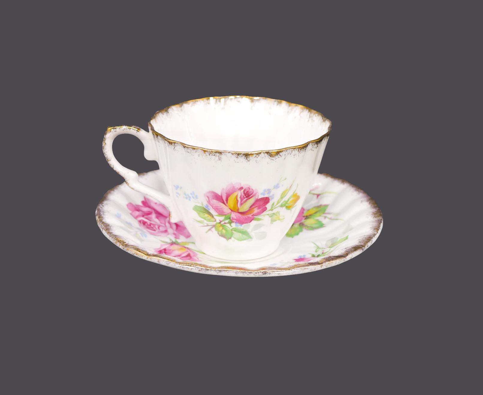 Elegant porcelain coffee cup set with colorful floral patterns
