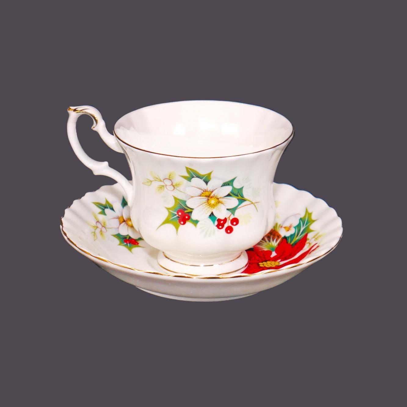 Poinsettia Christmas Floral Teacup and Saucer Set