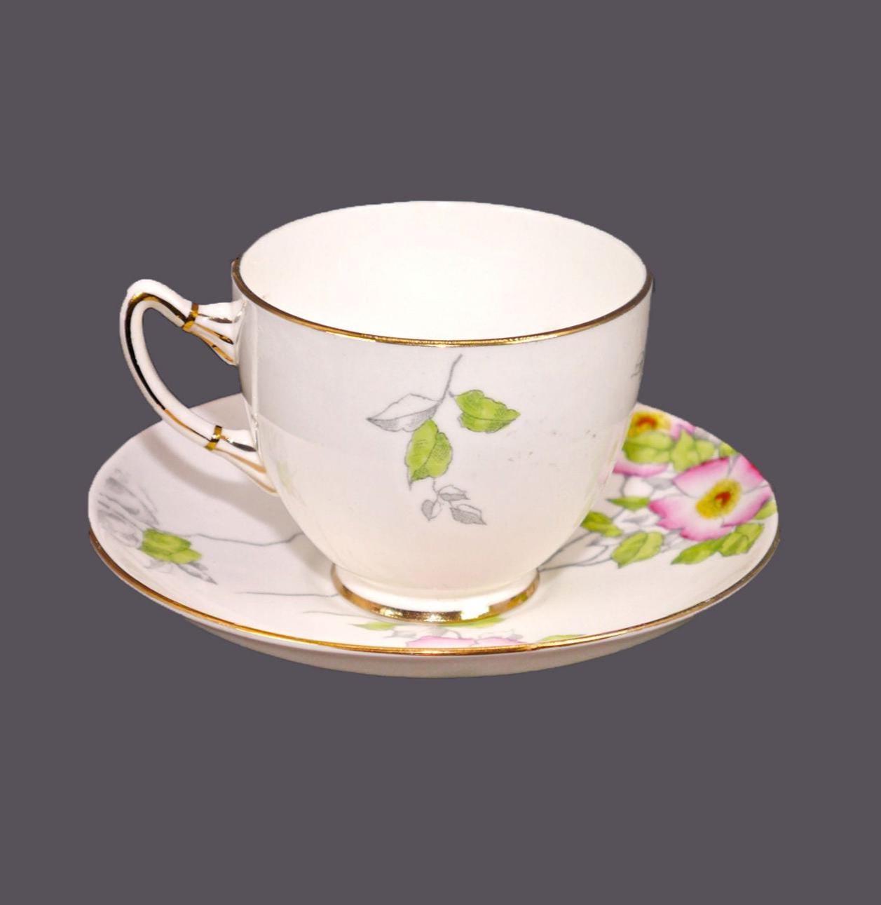 Vintage floral porcelain teacup and saucer set