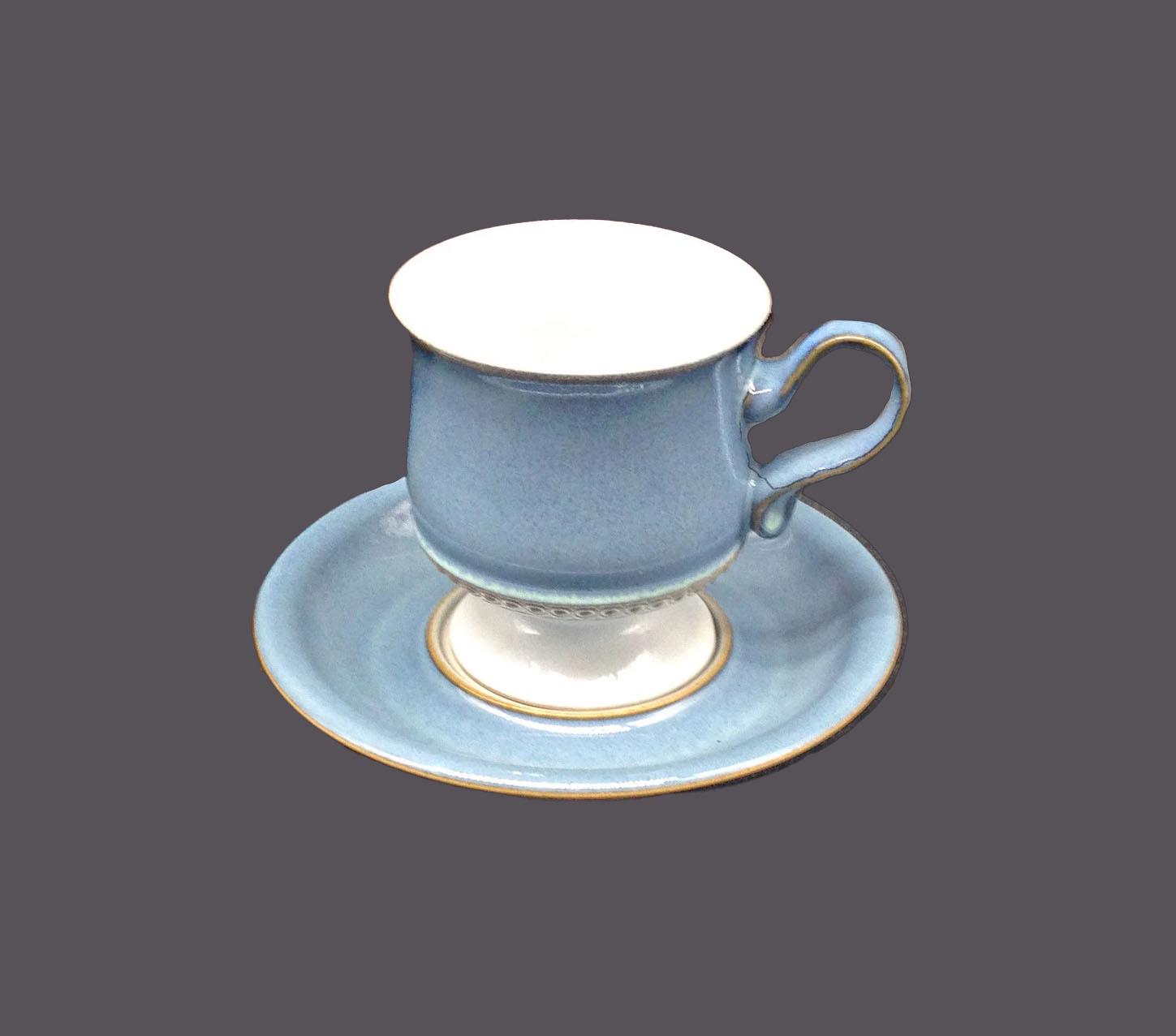 Retro light blue porcelain teacup and saucer set