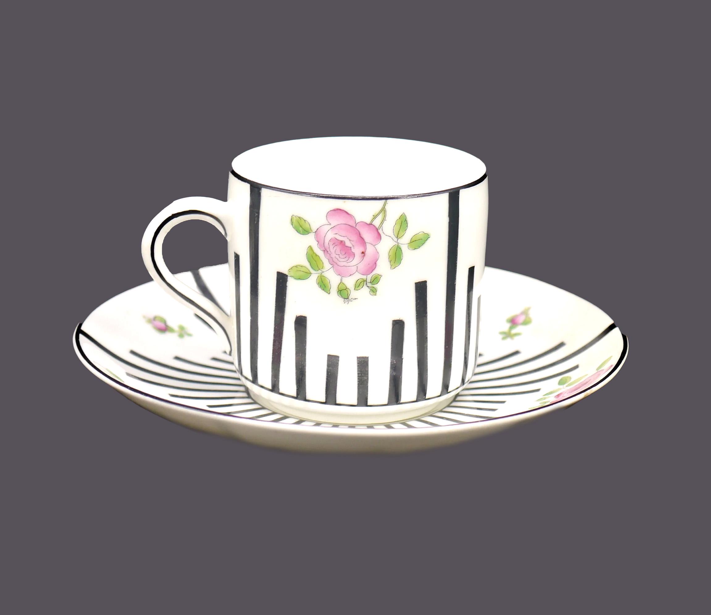 Pink rose floral porcelain teacup and saucer set