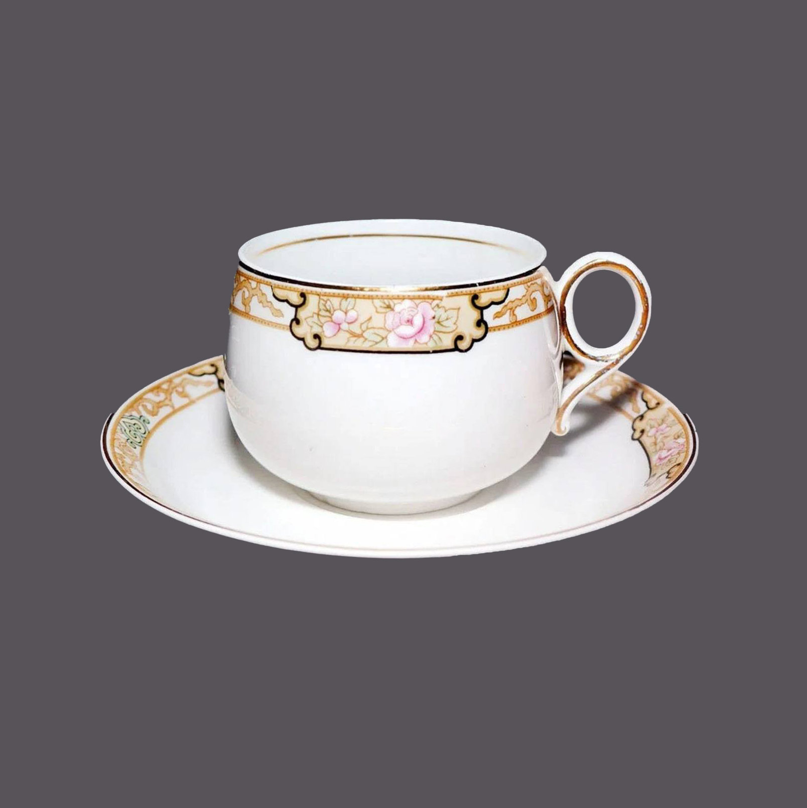 Vintage Textured Porcelain Teacup and Saucer Set